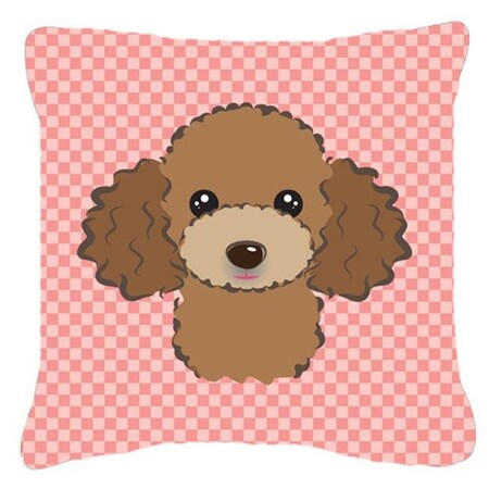 Carolines Treasures Carolines Treasures BB1256PW1414 Checkerboard Pink Chocolate Brown Poodle Fabric Decorative Pillow; 14 x 14 In. BB1256PW1414